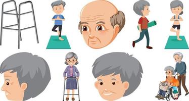 Collection of elderly people icons vector