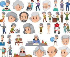 colección de iconos de personas mayores vector