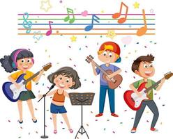 Children playing musical instrument vector