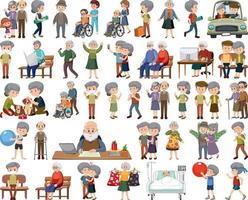 Collection of elderly people icons vector