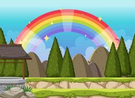 Nature background with rainbow in the sky vector