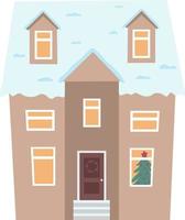Vector illustration of Scandinavian House. Set of isolated decorated buildings for New Year and Christmas