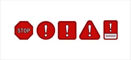 Exclamation Mark beware icon, stop caution and danger red notice information vector