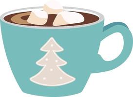 Christmas warm drinks cocoa and coffee vector in white transparent background