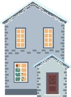 Vector illustration of Scandinavian House. Set of isolated decorated buildings for New Year and Christmas