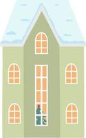 Vector illustration of Scandinavian House. Set of isolated decorated buildings for New Year and Christmas