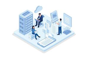 Data center concept with character. Can use for web banner, infographics, hero images, isometric flat vector modern illustration