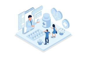 Doctor online concept with character. Can use for web banner, infographics, hero images, isometric flat vector modern illustration