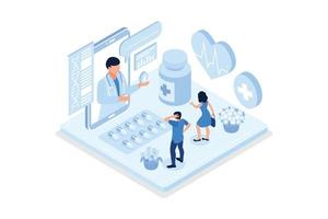 Doctor online concept with character. Can use for web banner, infographics, hero images, isometric flat vector modern illustration