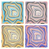 Colorful Psychedelic optical illusion background set vector