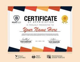 Certificate of Appreciation Design Template vector