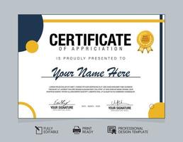 plantilla de diseño de certificado de reconocimiento vector