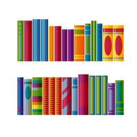 Books in literature store. Education books in cartoon style. Vector illustration