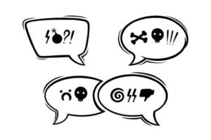 Swearing speech bubbles censored with symbols. Hand drawn swear words in text bubbles to express dissatisfaction and bad mood. Vector illustration