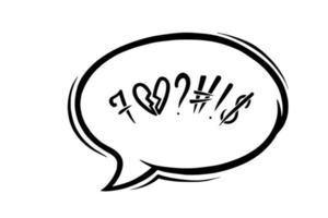 Swearing speech bubble censored with symbols. Hand drawn swear words in text bubble to express dissatisfaction and heart broken mood. Vector illustration