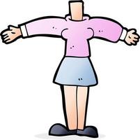 doodle character cartoon female body vector