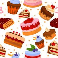 Yummy And Sweet Dessert Seamless Background vector