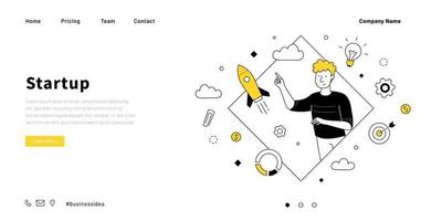 Startup company website design doodle templatet vector