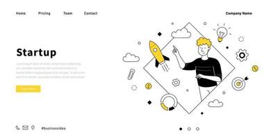 Startup company website design doodle templatet vector