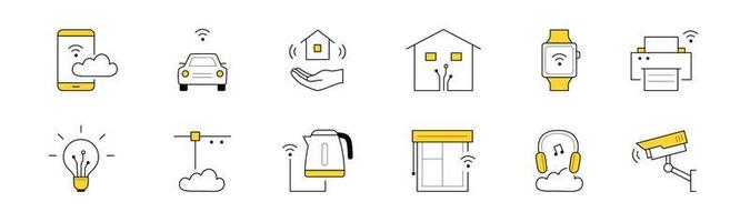 Smart home, internet of things technology icons vector