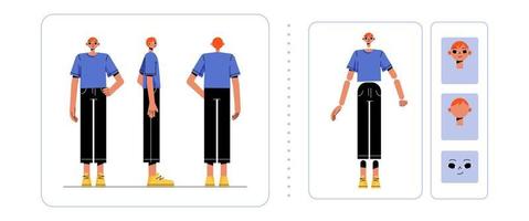 Male character animation, personage construction vector