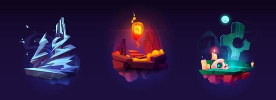 Floating islands, game background, level design vector