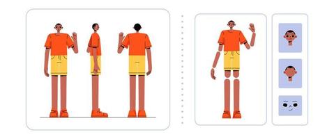 Character animation set with standing man vector