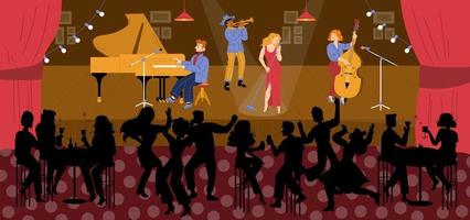 Jazz club with music band on stage vector