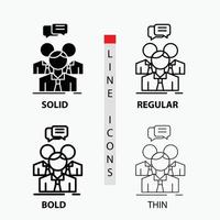 group. business. meeting. people. team Icon in Thin. Regular. Bold Line and Glyph Style. Vector illustration