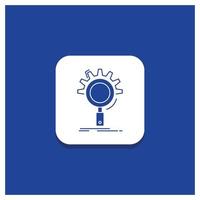 Blue Round Button for seo. search. optimization. process. setting Glyph icon vector