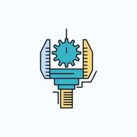 Automation. industry. machine. production. robotics Flat Icon. green and Yellow sign and symbols for website and Mobile appliation. vector illustration