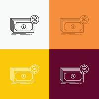 Banknotes. cash. dollars. flow. money Icon Over Various Background. Line style design. designed for web and app. Eps 10 vector illustration