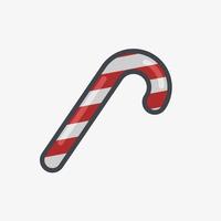 christmas candy cane flat icon illustration in red and white isolated on white background vector