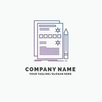 Component. data. design. hardware. system Purple Business Logo Template. Place for Tagline vector