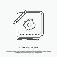 diseño. aplicación logo. solicitud. icono de diseño símbolo gris vectorial de línea para ui y ux. sitio web o aplicación móvil vector