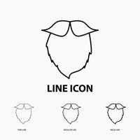 moustache. Hipster. movember. beared. men Icon in Thin. Regular and Bold Line Style. Vector illustration