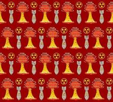 RED VECTOR SEAMLESS PATTERN WITH ELEMENTS OF NUCLEAR WAR