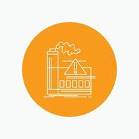 pollution. Factory. Air. Alert. industry White Line Icon in Circle background. vector icon illustration