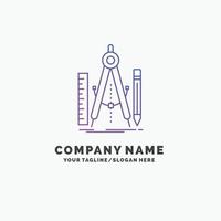 Build. design. geometry. math. tool Purple Business Logo Template. Place for Tagline vector