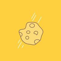 Asteroid. astronomy. meteor. space. comet Flat Line Filled Icon. Beautiful Logo button over yellow background for UI and UX. website or mobile application vector