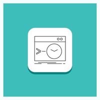 Round Button for Admin. command. root. software. terminal Line icon Turquoise Background vector