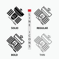 Broadcast. broadcasting. communication. satellite. telecommunication Icon in Thin. Regular. Bold Line and Glyph Style. Vector illustration