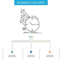detection. inspection. of. regularities. research Business Flow Chart Design with 3 Steps. Line Icon For Presentation Background Template Place for text vector
