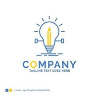 bulb. creative. solution. light. pencil Blue Yellow Business Logo template. Creative Design Template Place for Tagline. vector