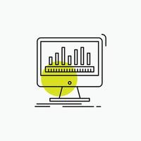 analítica. Procesando. tablero. datos. icono de línea de estadísticas vector