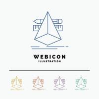 3d. design. designer. sketch. tools 5 Color Line Web Icon Template isolated on white. Vector illustration