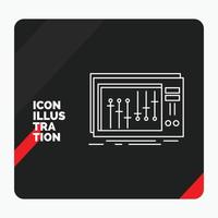 Red and Black Creative presentation Background for Console. dj. mixer. music. studio Line Icon vector