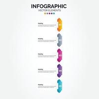 línea de tiempo 5 opciones infografía vertical para presentaciones flujo de trabajo diagrama de proceso informe de diagrama de flujo vector