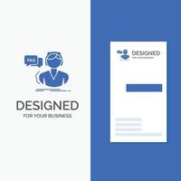 Business Logo for FAQ. Assistance. call. consultation. help. Vertical Blue Business .Visiting Card template. vector
