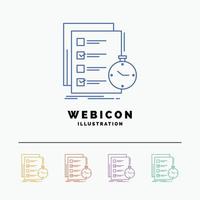 todo. task. list. check. time 5 Color Line Web Icon Template isolated on white. Vector illustration